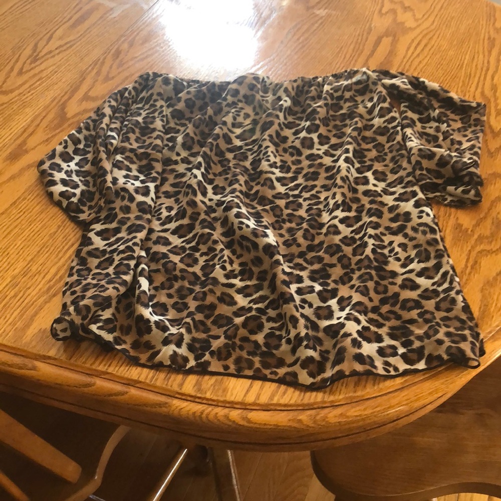 Leopard off the shoulder shirt with sleeves